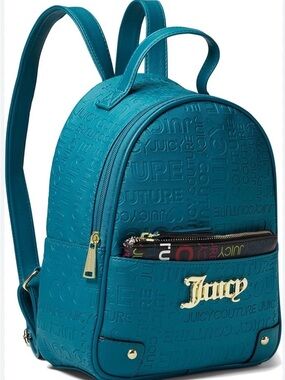 Juicy Couture Teal Embossed Mini Backpack with Gold Hardware - NWT